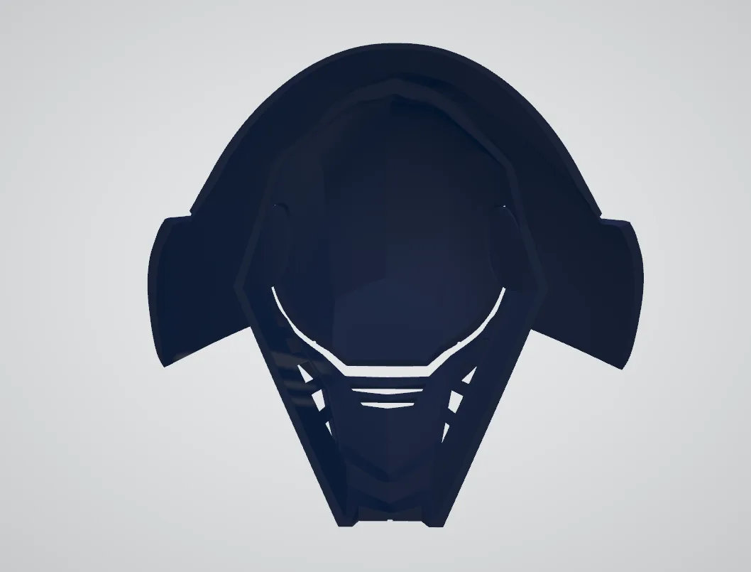 Rendered 3D model of Second Sister Inquisitor helmet - Star Wars Fallen Order, front view 3D print cosplay prop.