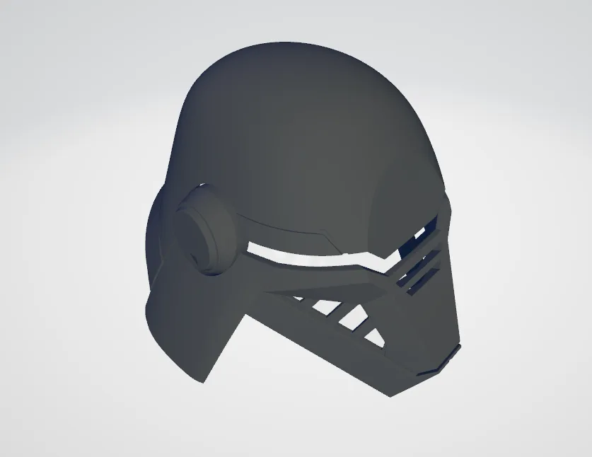 3D print preview of Second Sister Inquisitor helmet - Star Wars Fallen Order, dark grey 3D print cosplay prop, side v...
