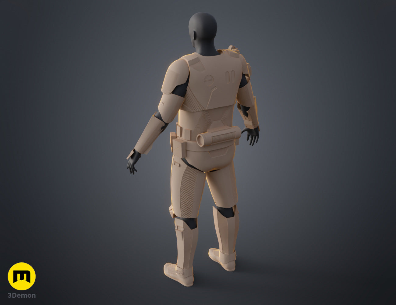 3D model of Sith Trooper Armor STL, rear view textured 3D print cosplay prop