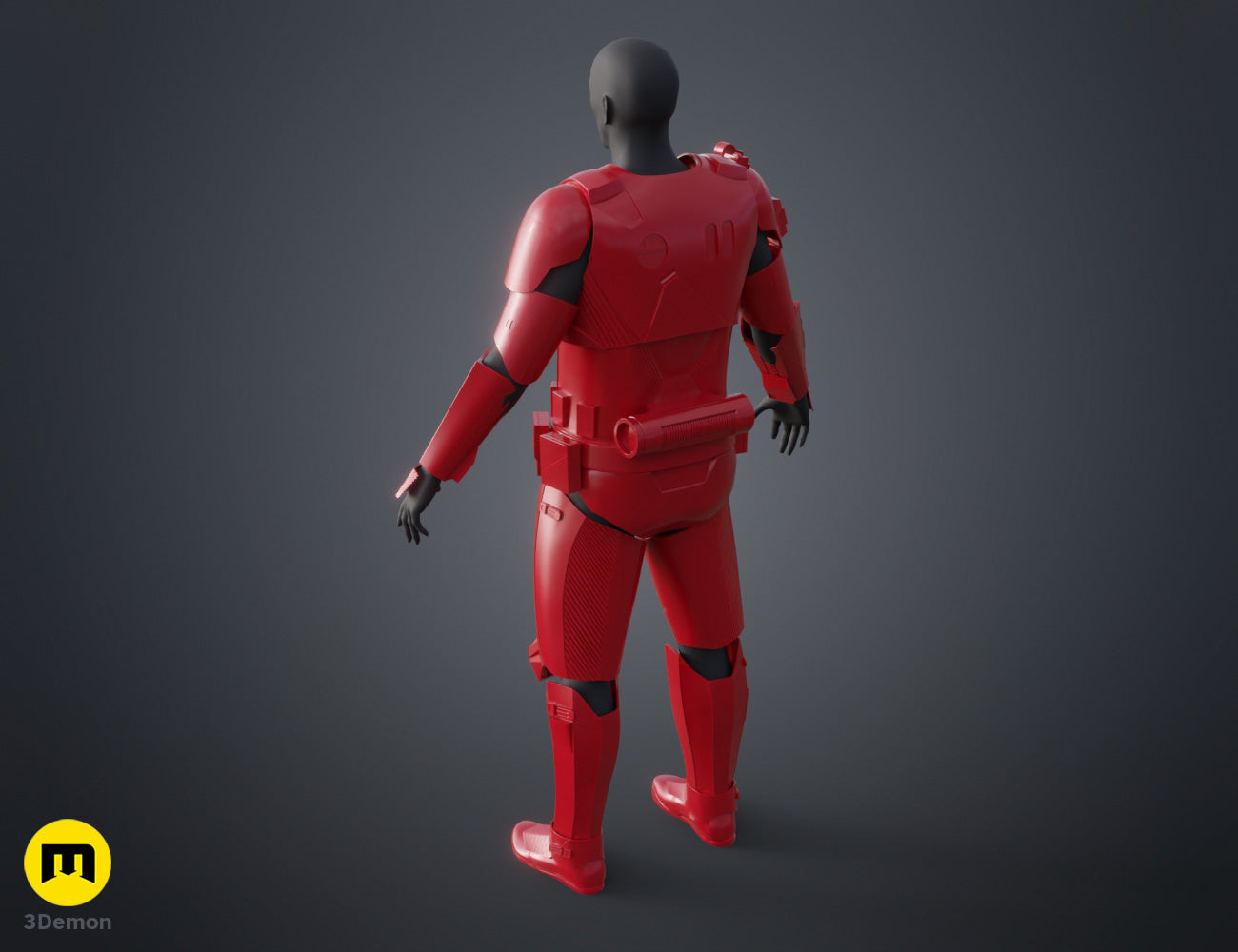Sith Trooper Armor STL, rear view red 3D print cosplay prop