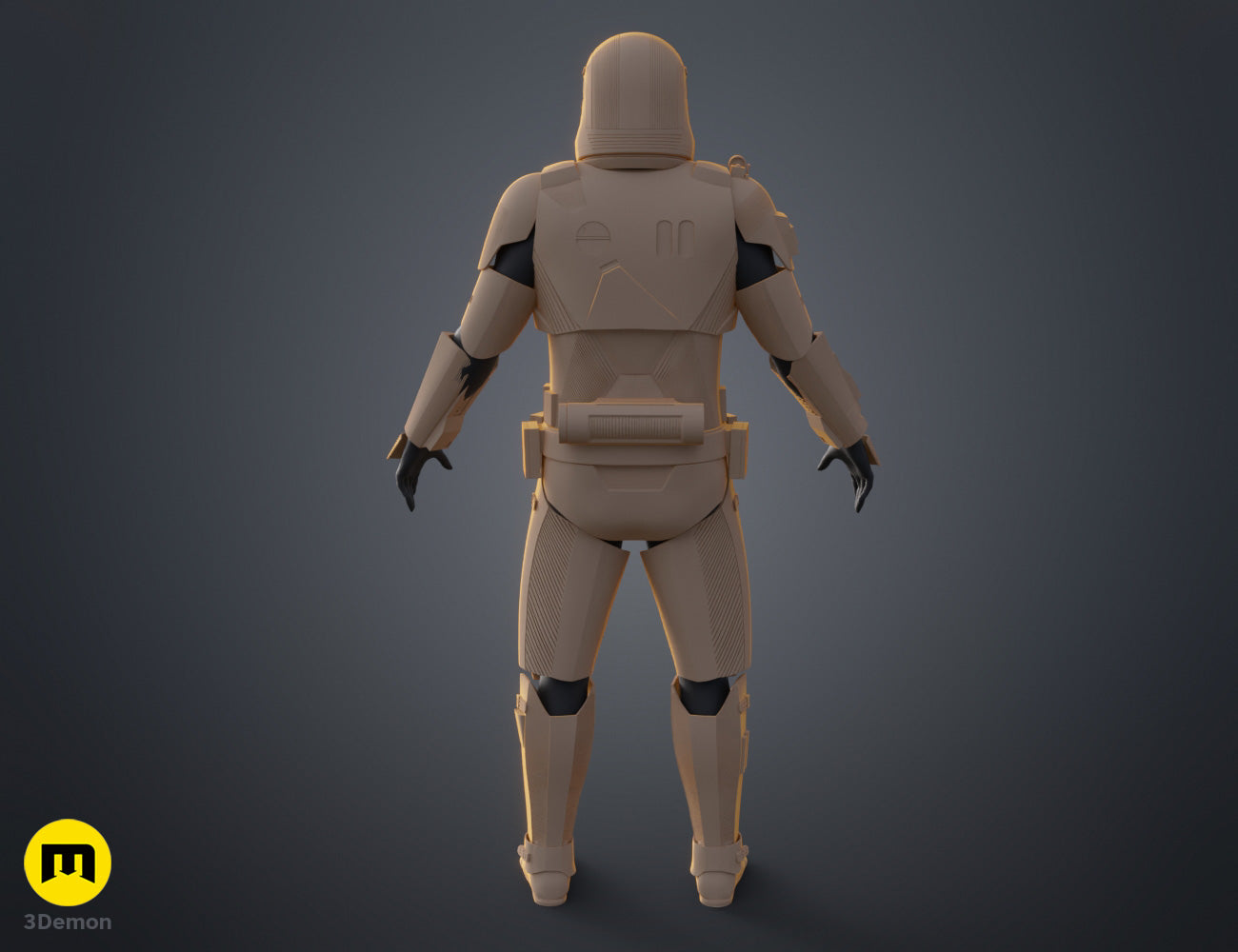 Printable 3D model of Sith Trooper Armor and Weapons, rear view 3D print cosplay prop