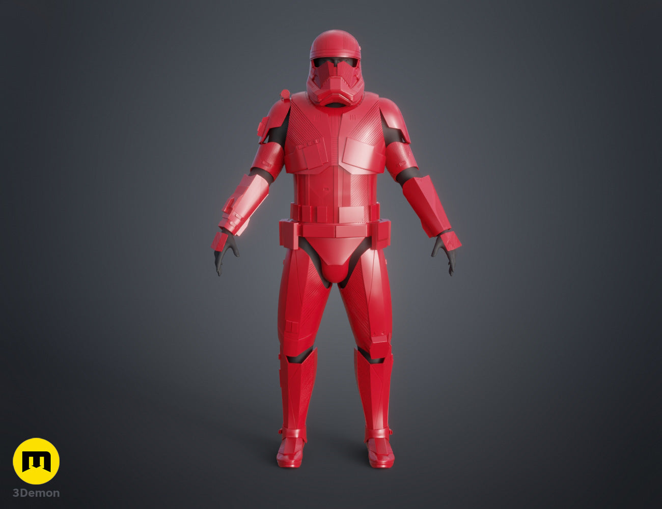 Sith Trooper Armor and Weapons STL, front view red 3D print cosplay prop