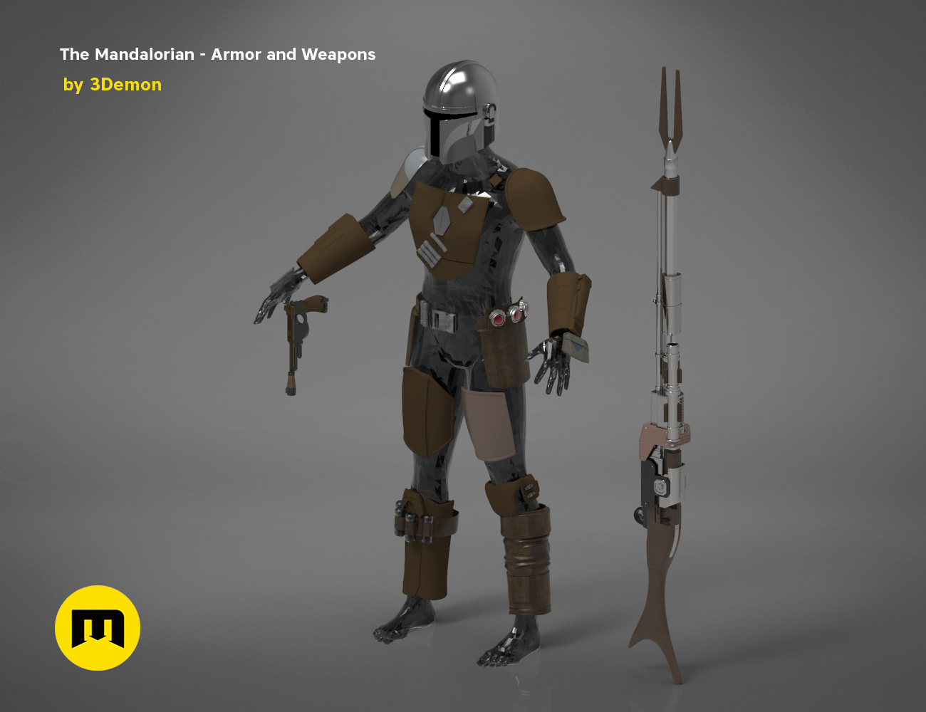 Mandalorian Armor Helmet Weapons separately – 3Demon - 3D print