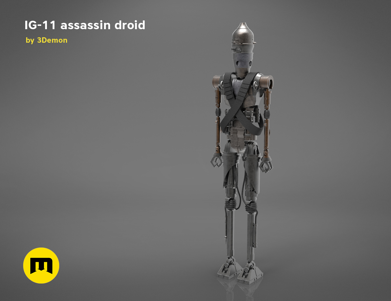 STL preview of Assassin droid IG-11 - Mandalorian, front view 3D print cosplay prop