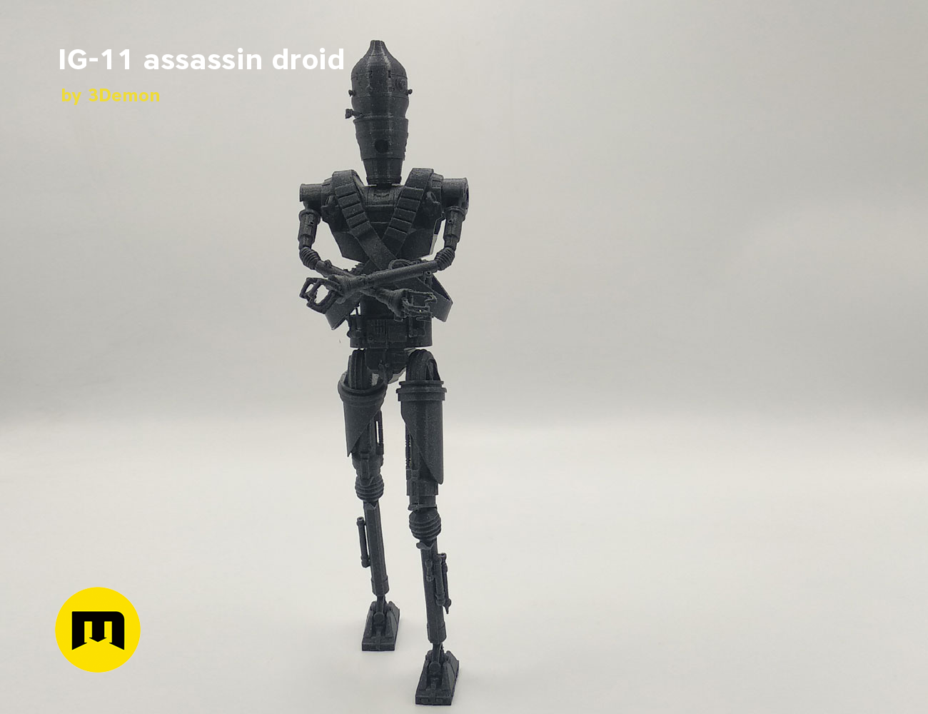 3D model render of Assassin droid IG-11 - Mandalorian, front view 3D print cosplay prop