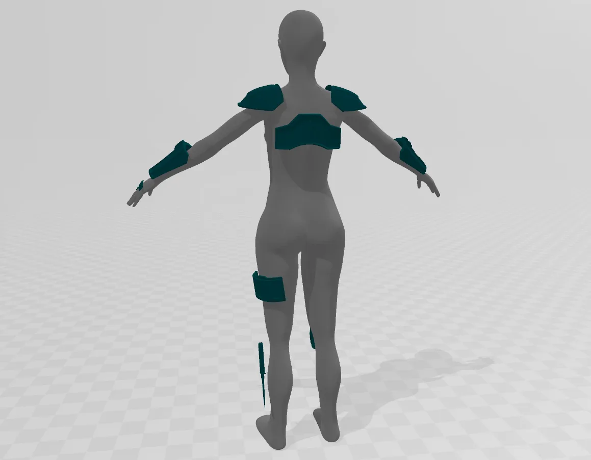 3D model render of Cara Dune's armor STL, rear view cosplay prop 3D print