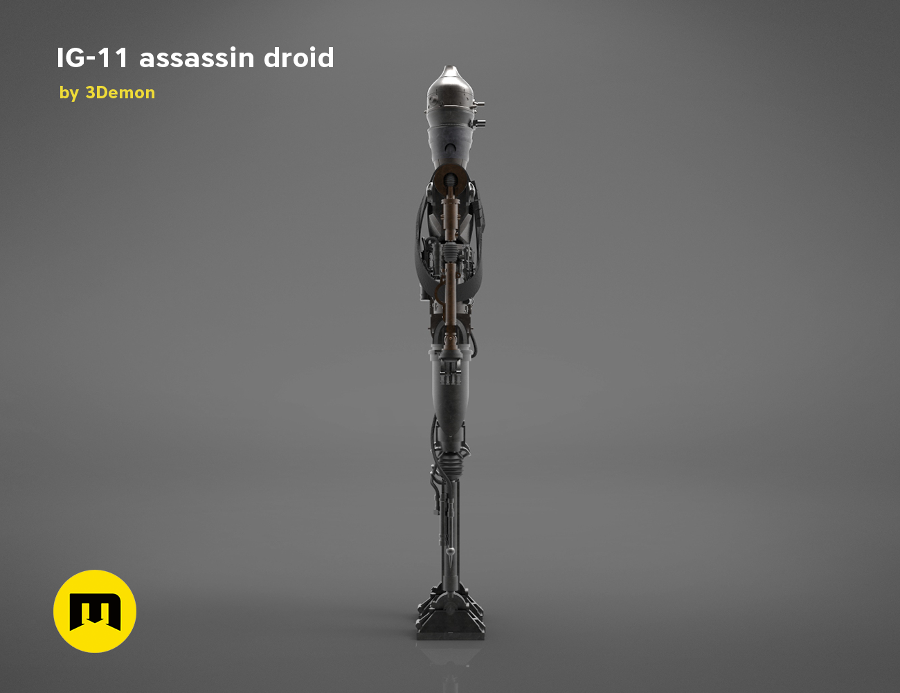3D model render of Assassin droid IG-11 - Mandalorian, rear view 3D print cosplay prop