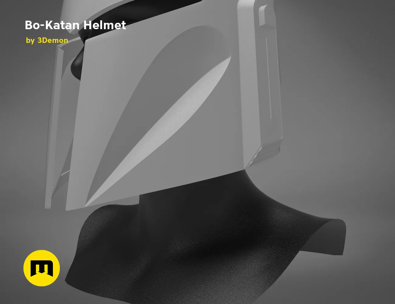 3D model of Bo-Katan Helmet - Starwars, sleek black and translucent 3D print cosplay prop