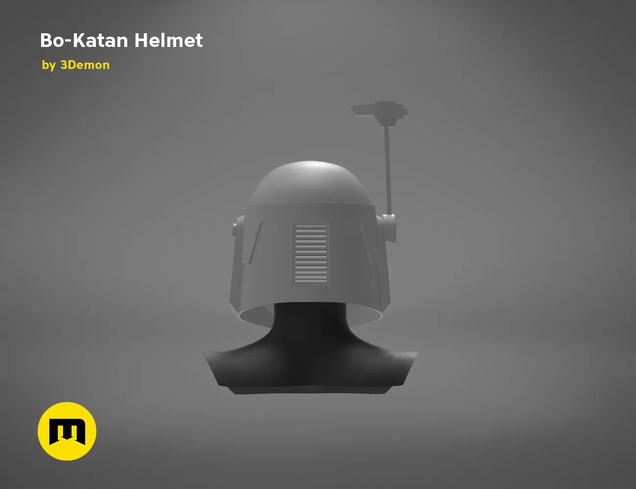 Bo-Katan Helmet - Starwars, front view silver 3D print cosplay prop, "I am your father" blade