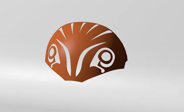 Painted 3D render of Bo-Katan Helmet - Starwars, brown textured cosplay prop, front view