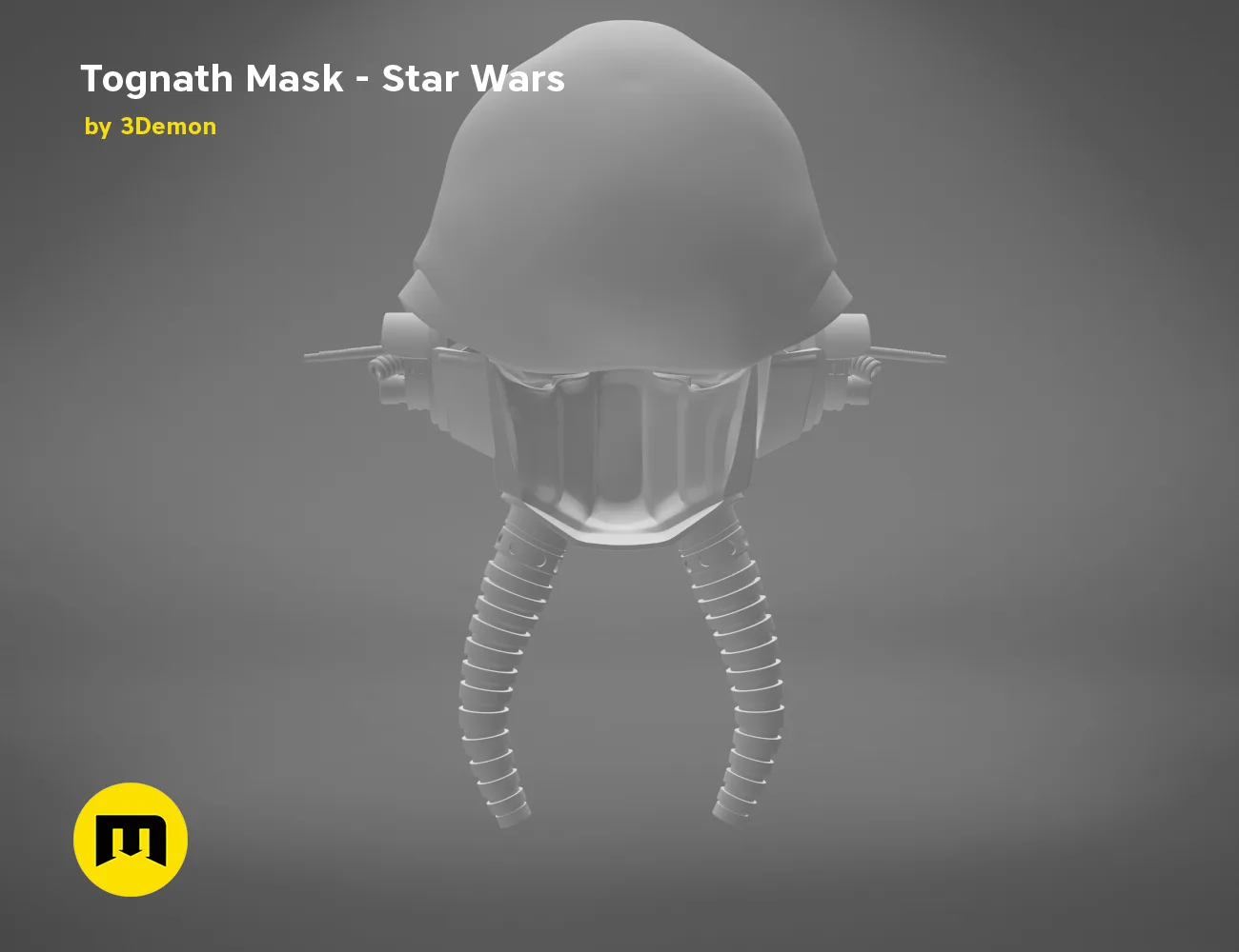 3D visualization of Tognath Mask - Star Wars, front view 3D print cosplay prop