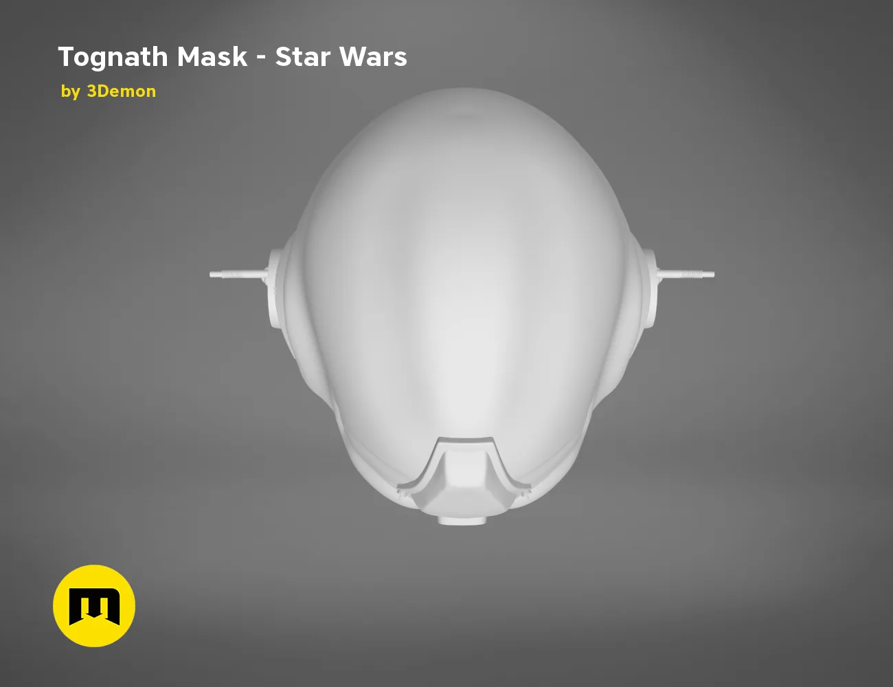 3D model of Tognath Mask - Star Wars, front view white 3D print cosplay prop