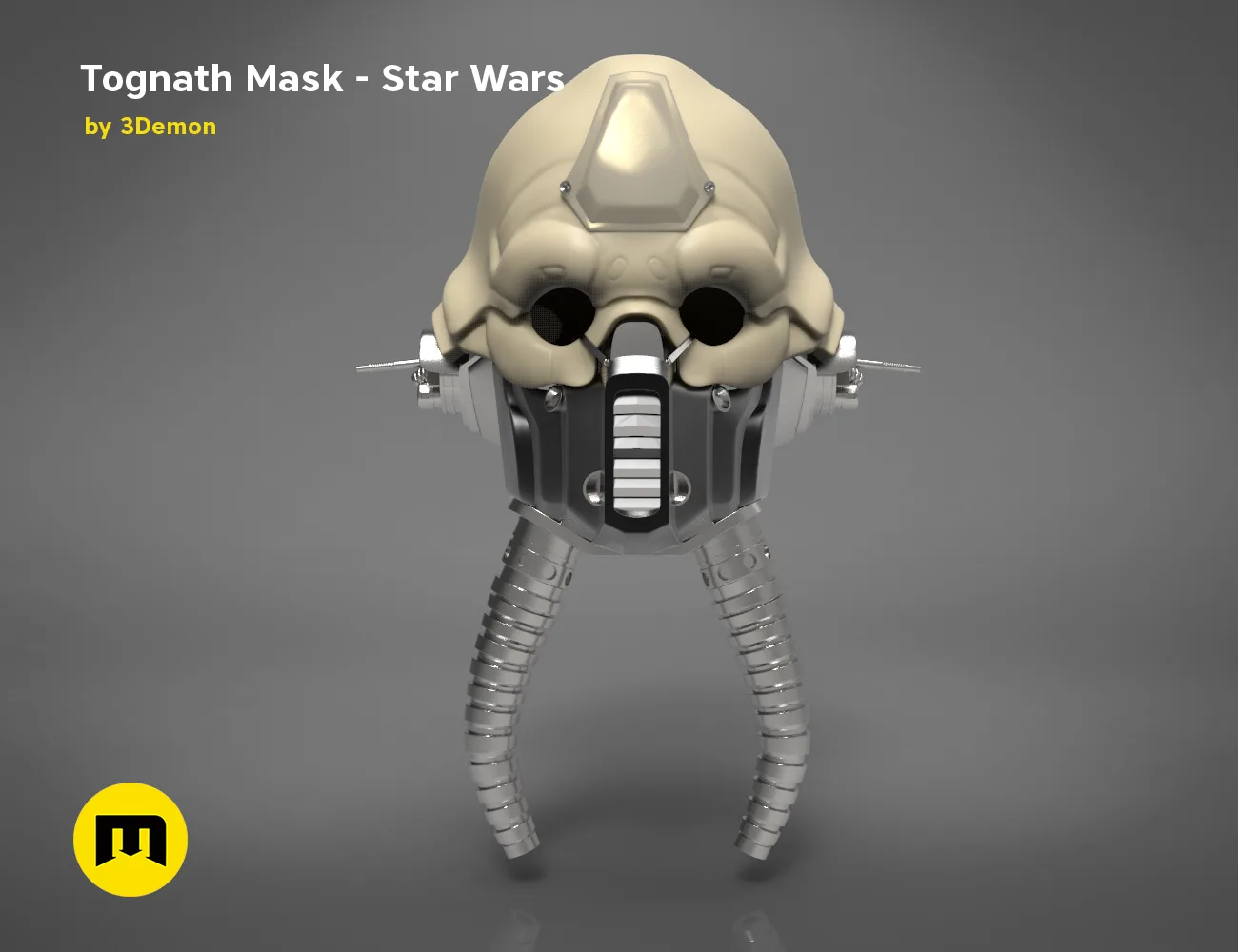 Painted 3D render of Tognath Mask - Star Wars, front view 3D print cosplay prop