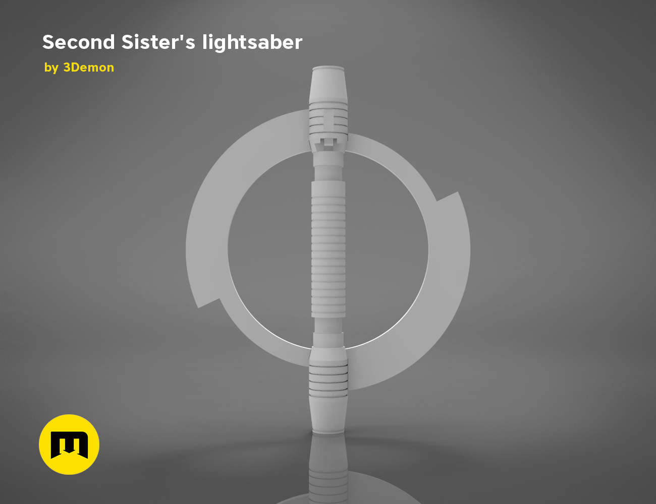 3D model of Second Sister's lightsaber - Star Wars, white 3D print cosplay prop, glowing blade effect