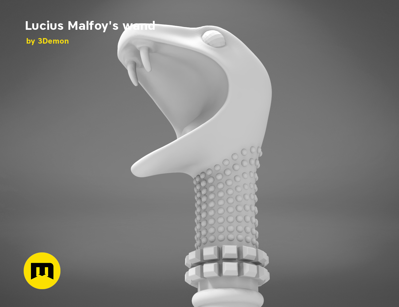 3D visualization of Lucius Malfoy’s Wand STL, textured 3D render of Hogwarts cosplay prop