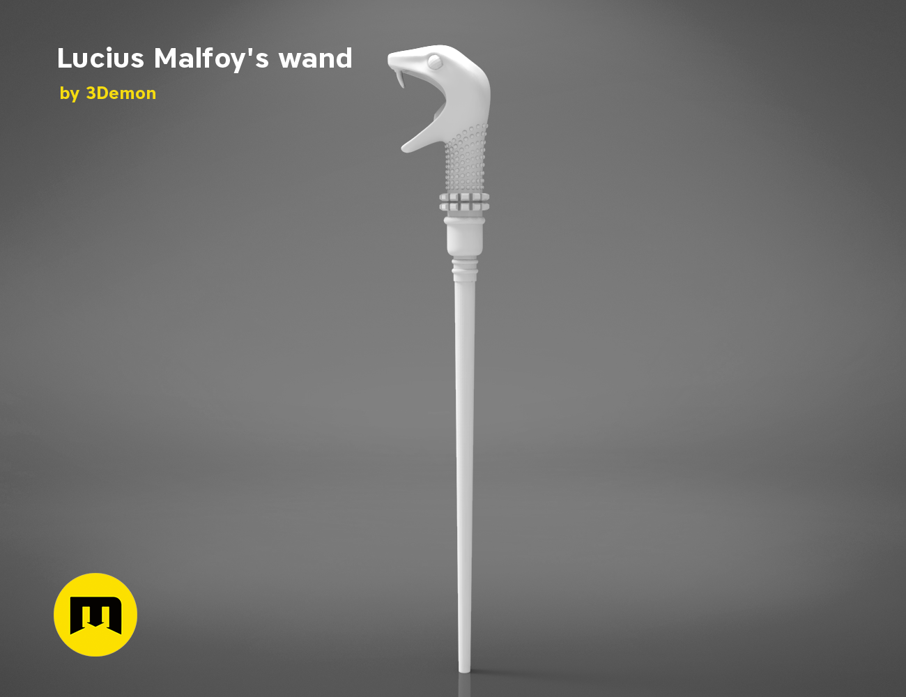 Lucius Malfoy’s Wand STL, white snake-tipped wand, 3D print cosplay prop