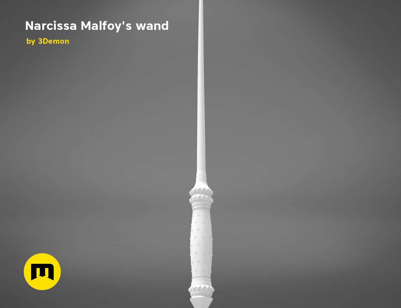 Printable 3D model of Narcissa Malfoy’s Wand, sleek white 3D print cosplay prop.