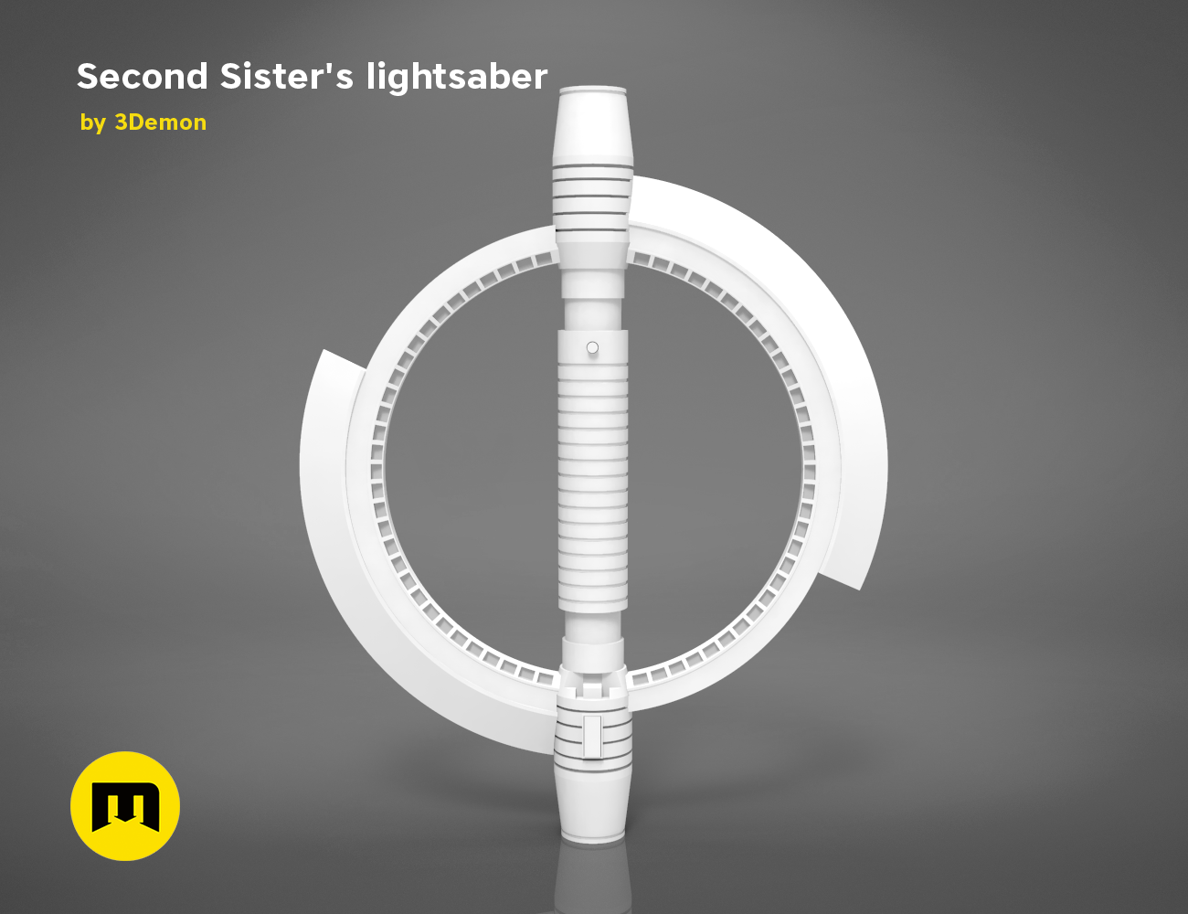 Second Sister's lightsaber - Star Wars STL, dual-bladed hilt render, 3D print cosplay prop