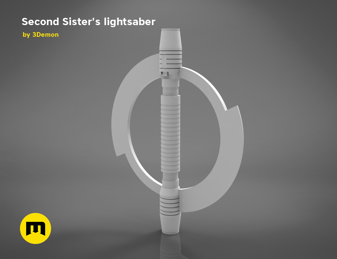 Second Sister's lightsaber - Star Wars, white 3D printed cosplay prop, glowing blade effect
