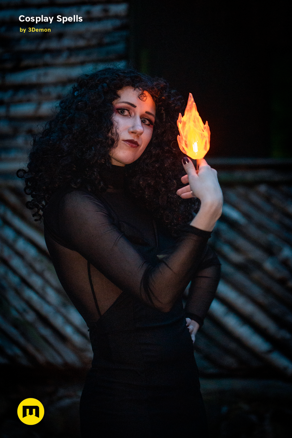 Cosplay Spells STL, fiery torch held by witch, 3D print cosplay prop