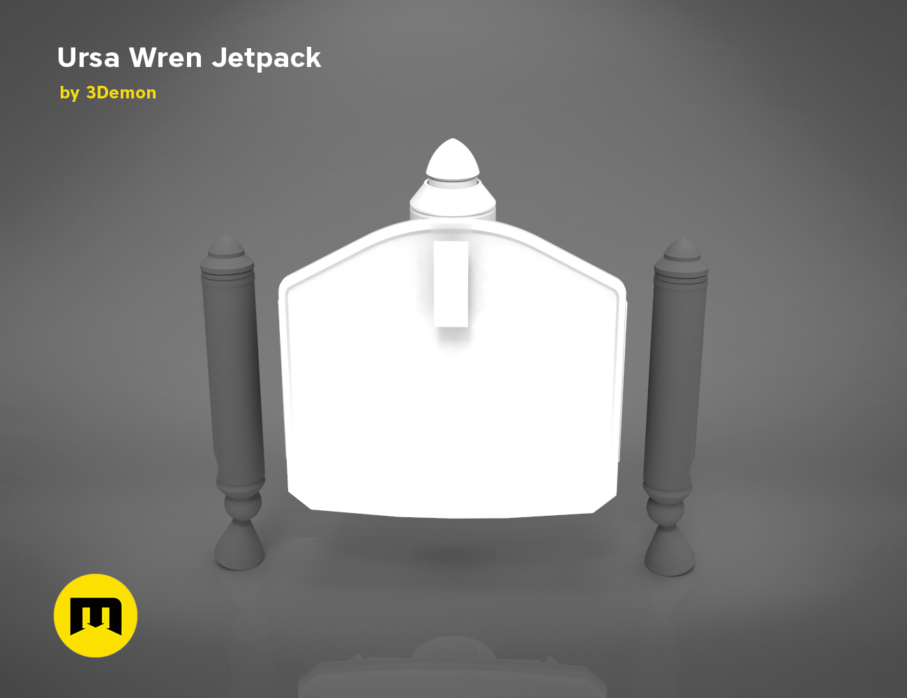 STL preview of Ursa Wren Jetpack, white 3D printed backpack with twin rocket thrusters, cosplay prop.