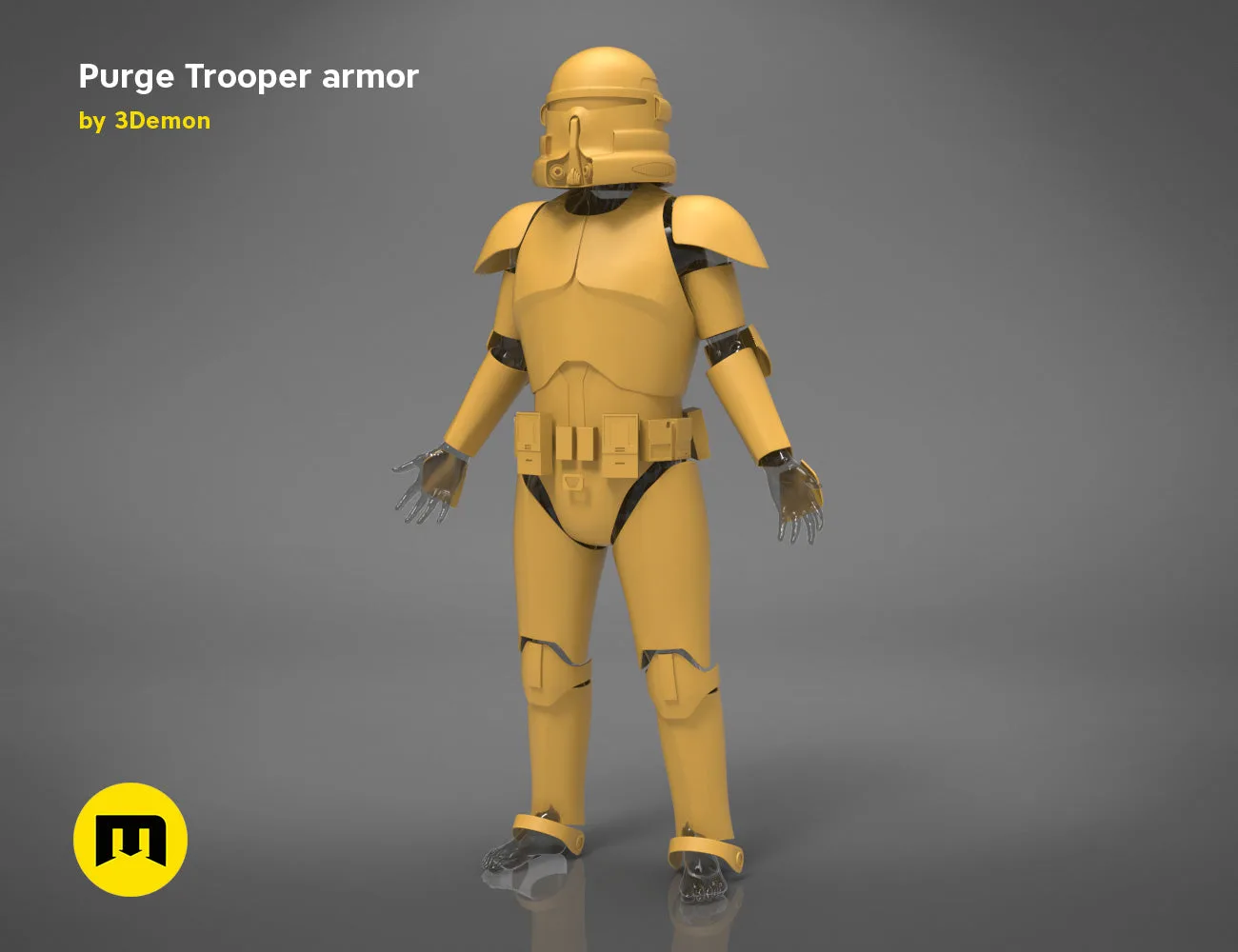 Rendered 3D model of Purge Trooper armor STL, front view olive cosplay prop, 3D print