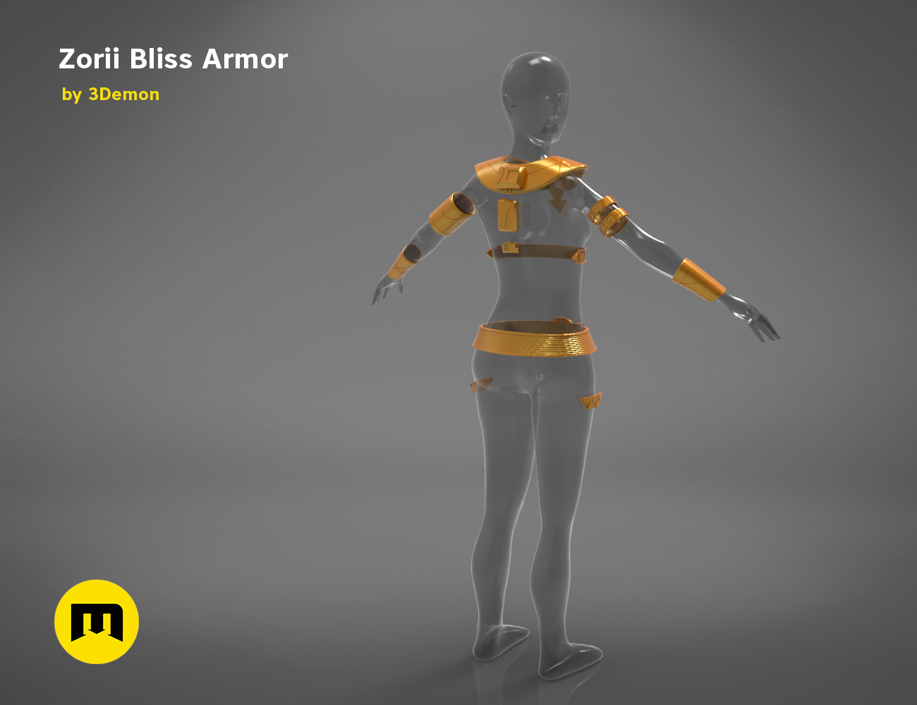 Zorii Bliss Armor STL, golden-brown futuristic cosplay armor, 3D print cosplay prop
