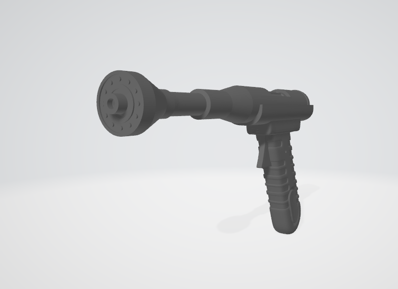 3D print preview of Zam Wesell Bundle STL, angled 3D printed weapon with grip and blade detail