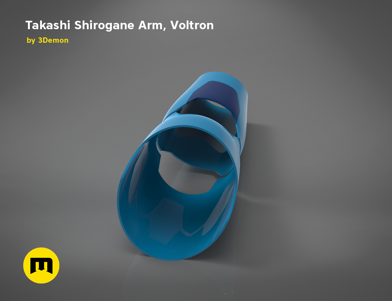 Painted 3D render of Takashi Shirogane Arm, Voltron cosplay prop, teal metallic finish