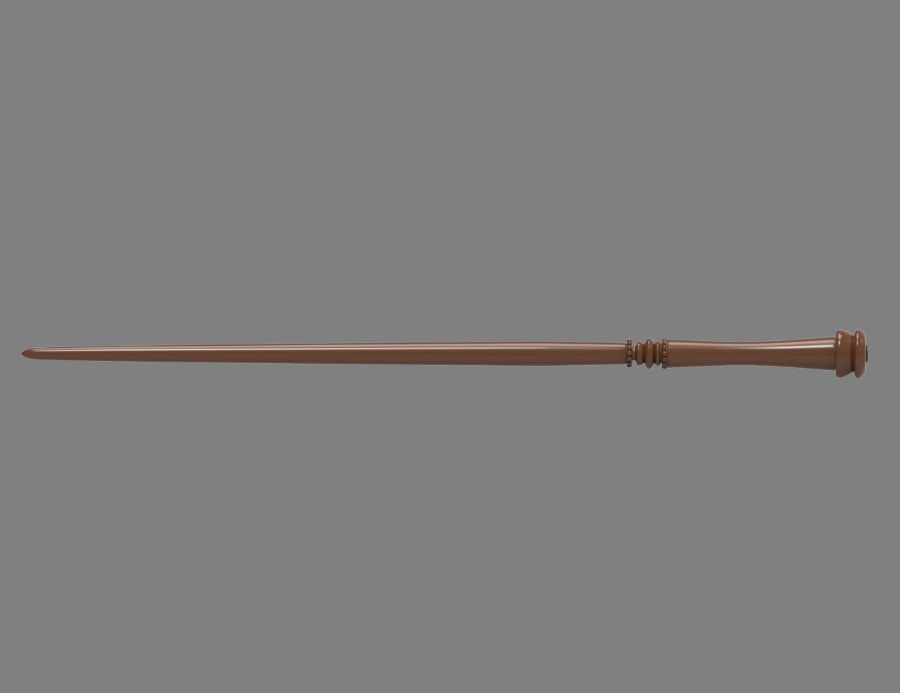 Front view painted render of Rufus Scrimgeour enchanted wand STL with subtle pommel and mini collar detail on the left end