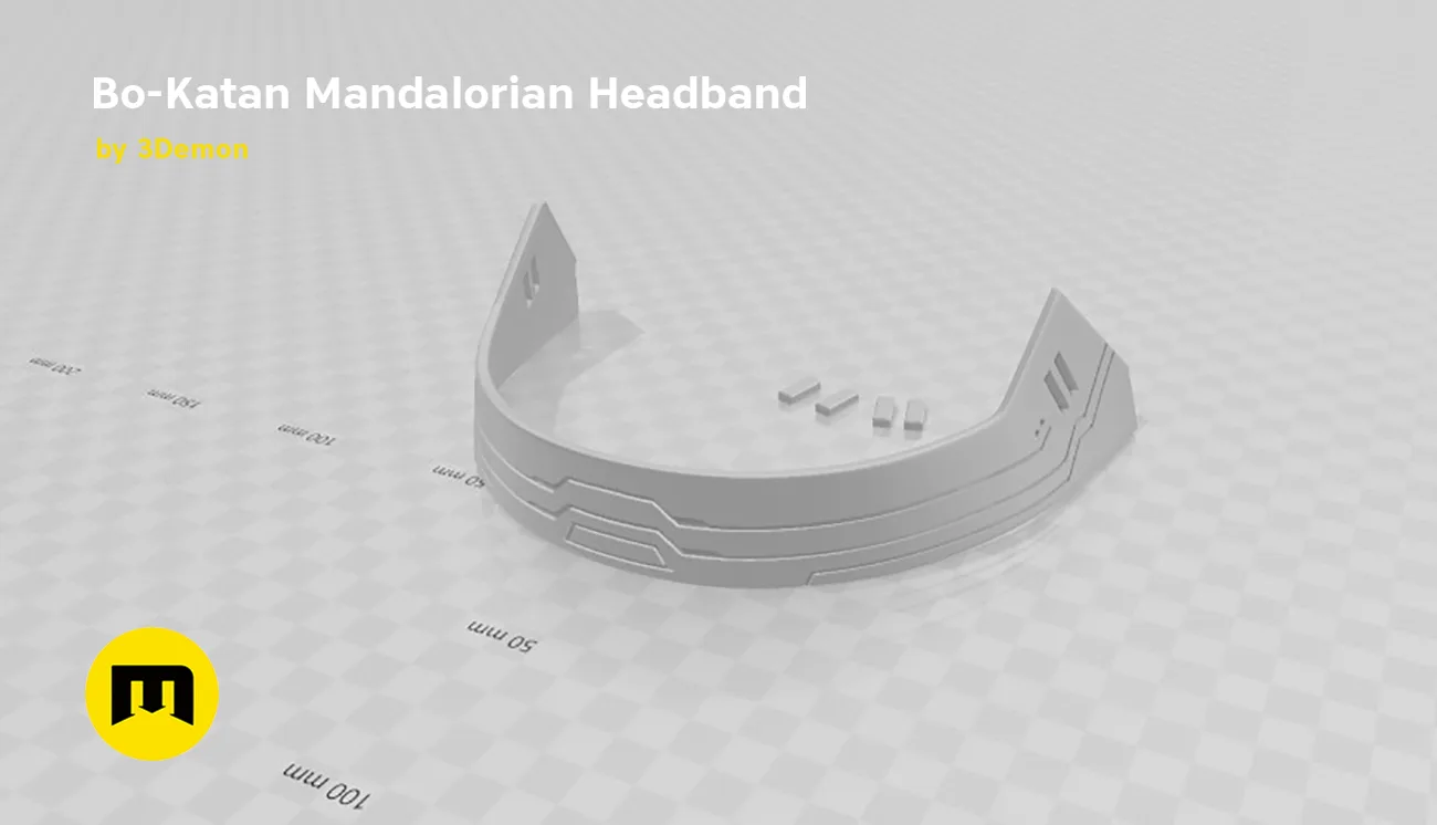 3D model render of Bo-Katan Mandalorian Headband, curved dual-hilt accessory, Star Wars cosplay prop