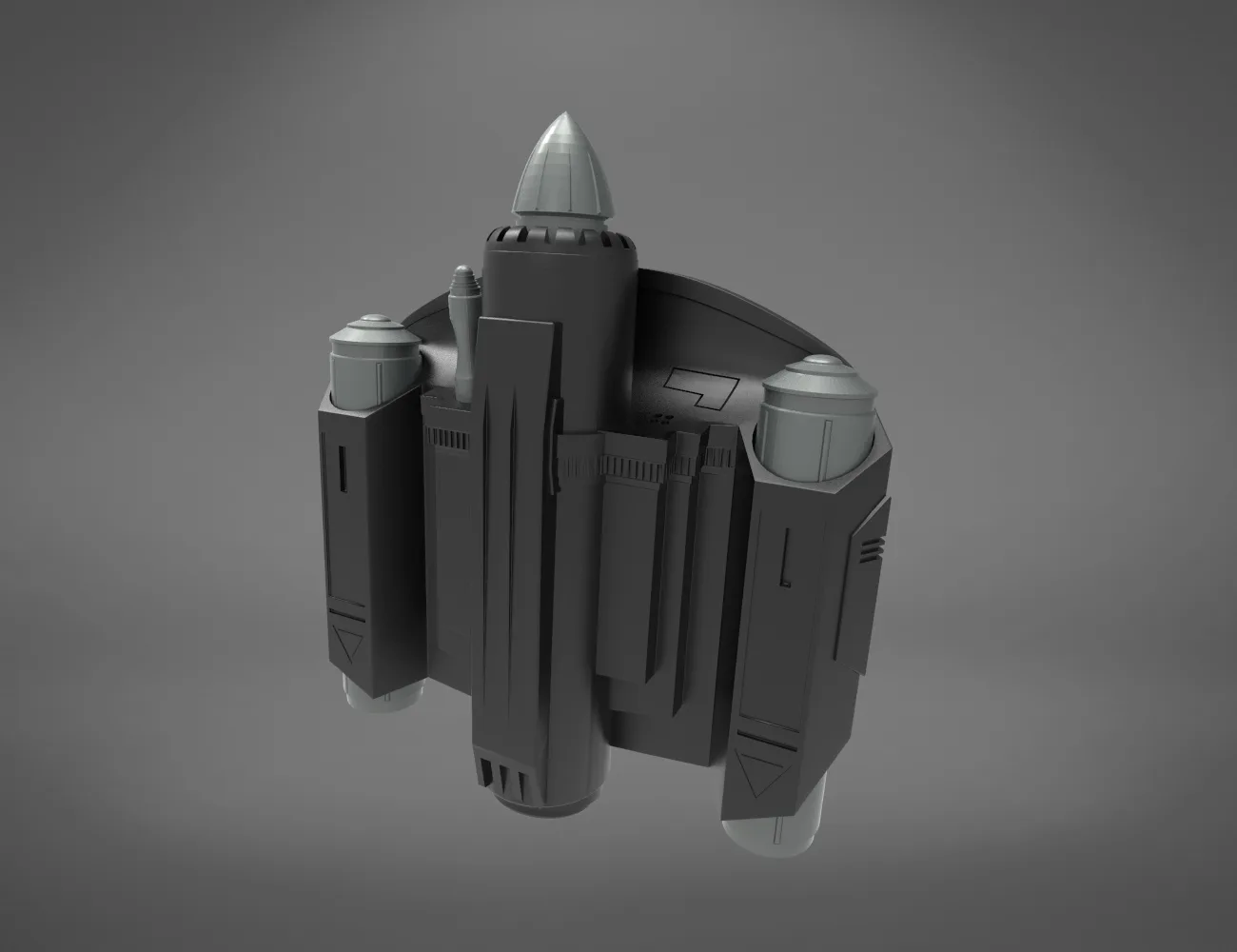 3D model render of Jetpack Bo-Katan Mandalorian, side view, 3D print cosplay prop