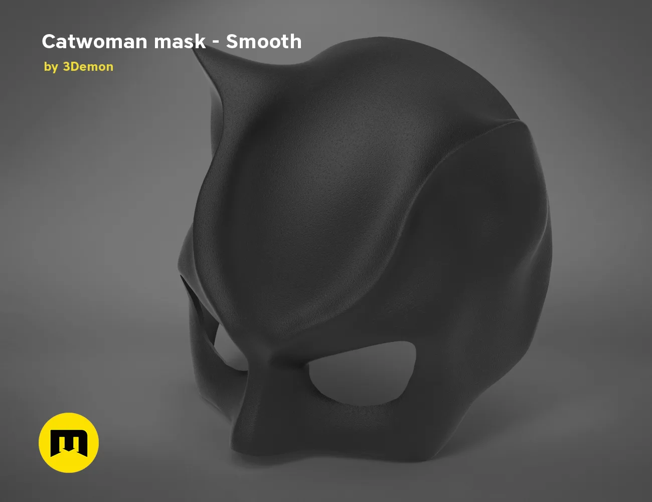 3D visualization of Catwoman comics mask, smooth black 3D print cosplay prop
