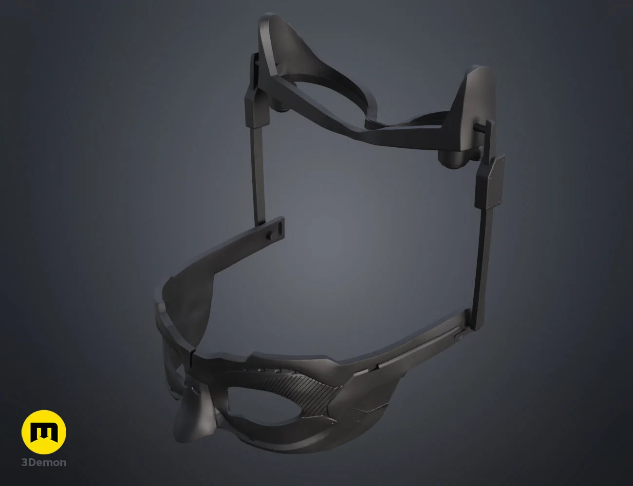 3D visualization of Catwoman mask - Dark Knight Rises, sleek 3D print cosplay prop, side view