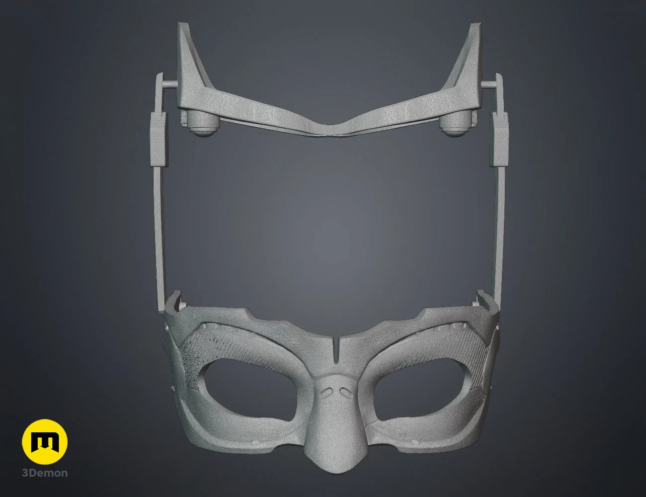 3D visualization of Catwoman mask - Dark Knight Rises, detailed cosplay prop with eye cutouts
