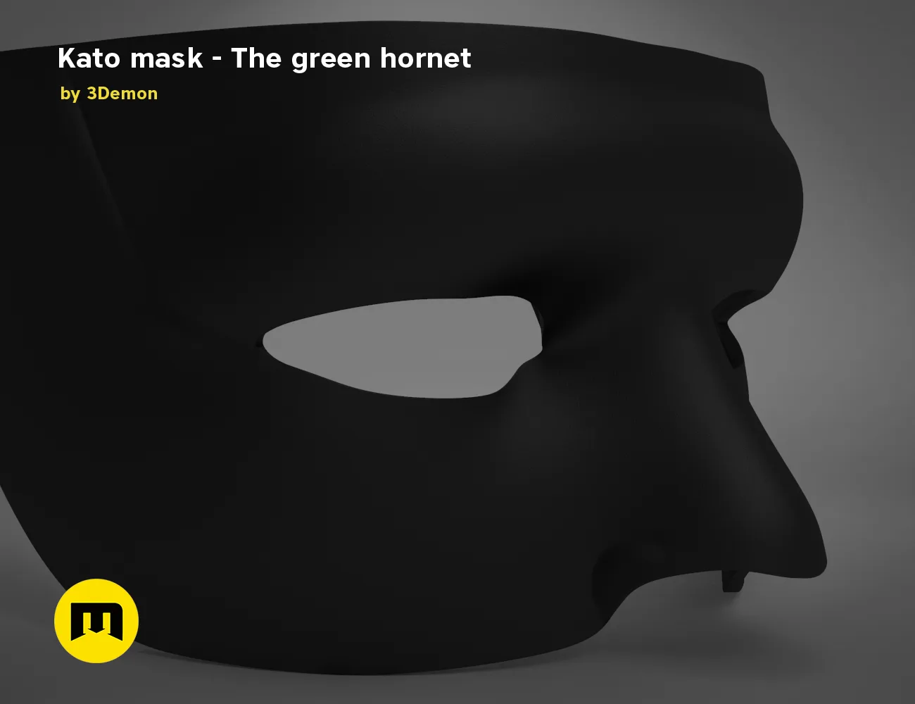 3D model render of Kato mask – The green hornet, side view, 3D print cosplay prop