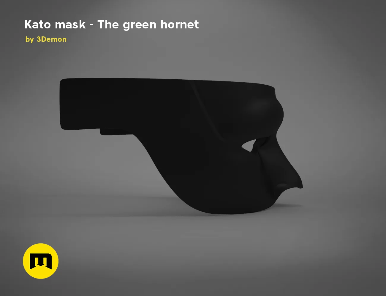 3D model render of Kato mask – The green hornet, side view cosplay prop