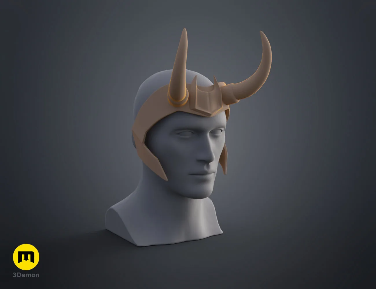 3D model render of Loki horns Headband, golden horns accessory for 3D print cosplay