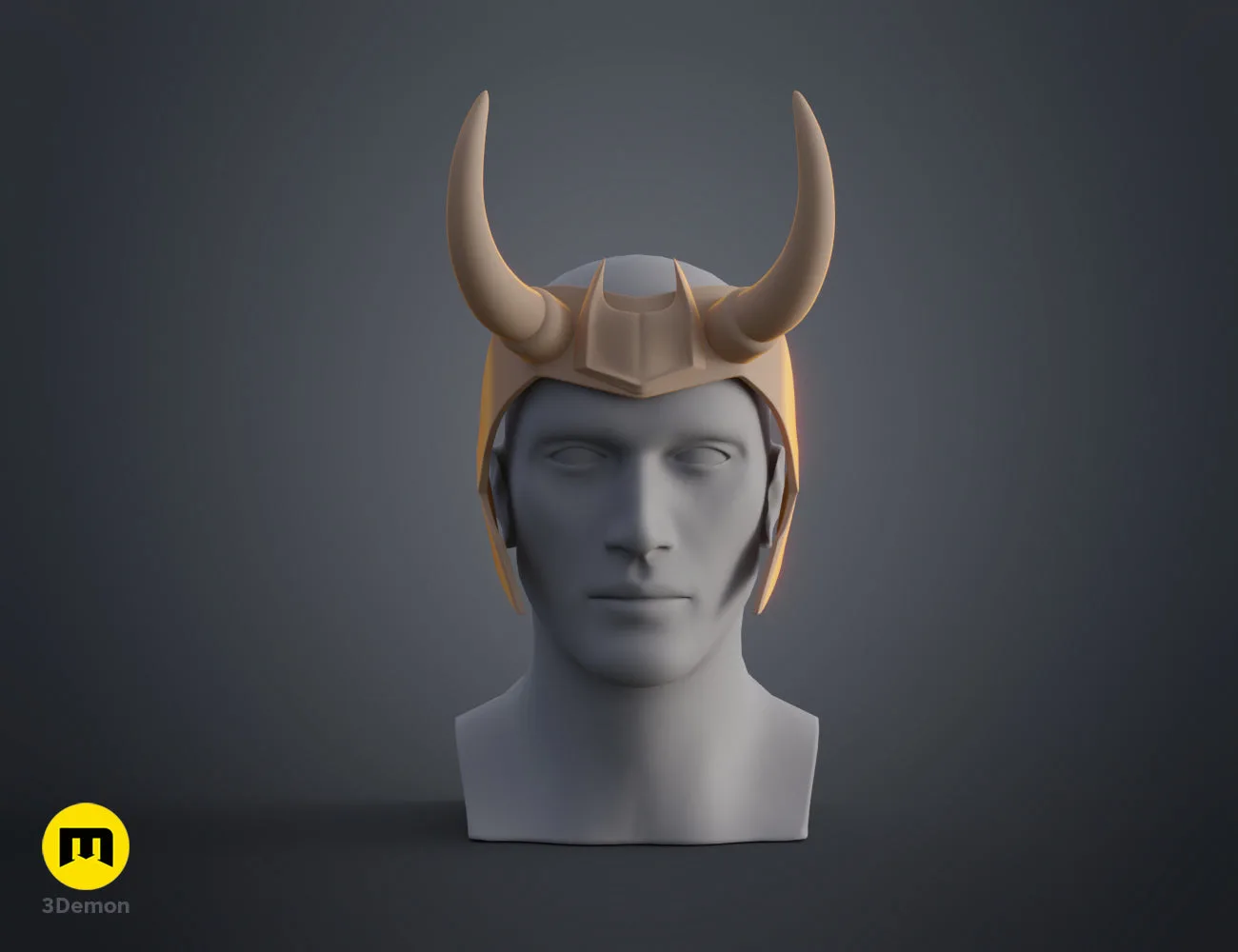 3D model render of Loki horns Headband, golden horned accessory for 3D print cosplay