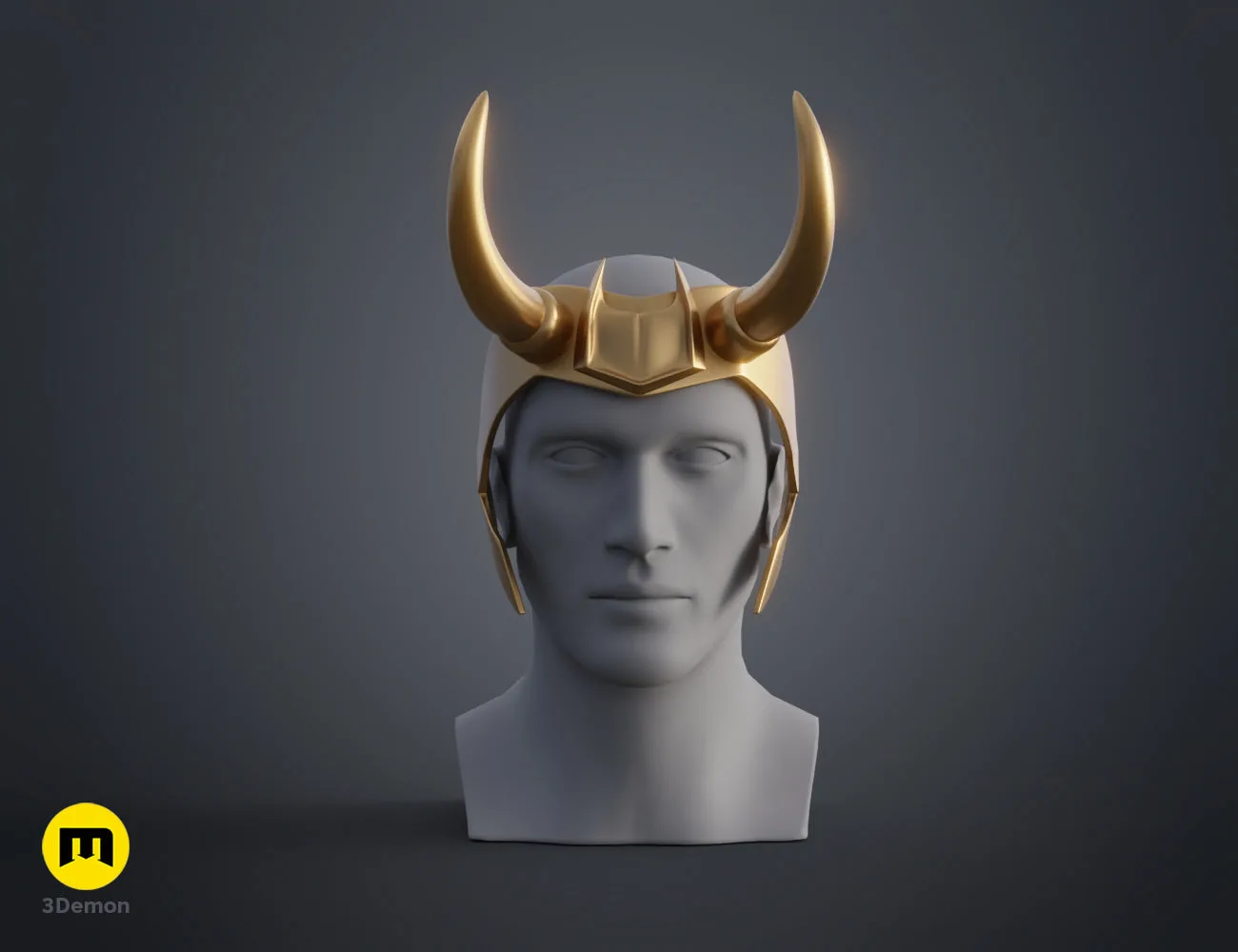 3D model render of Loki horns Headband, golden horned accessory for 3D print cosplay