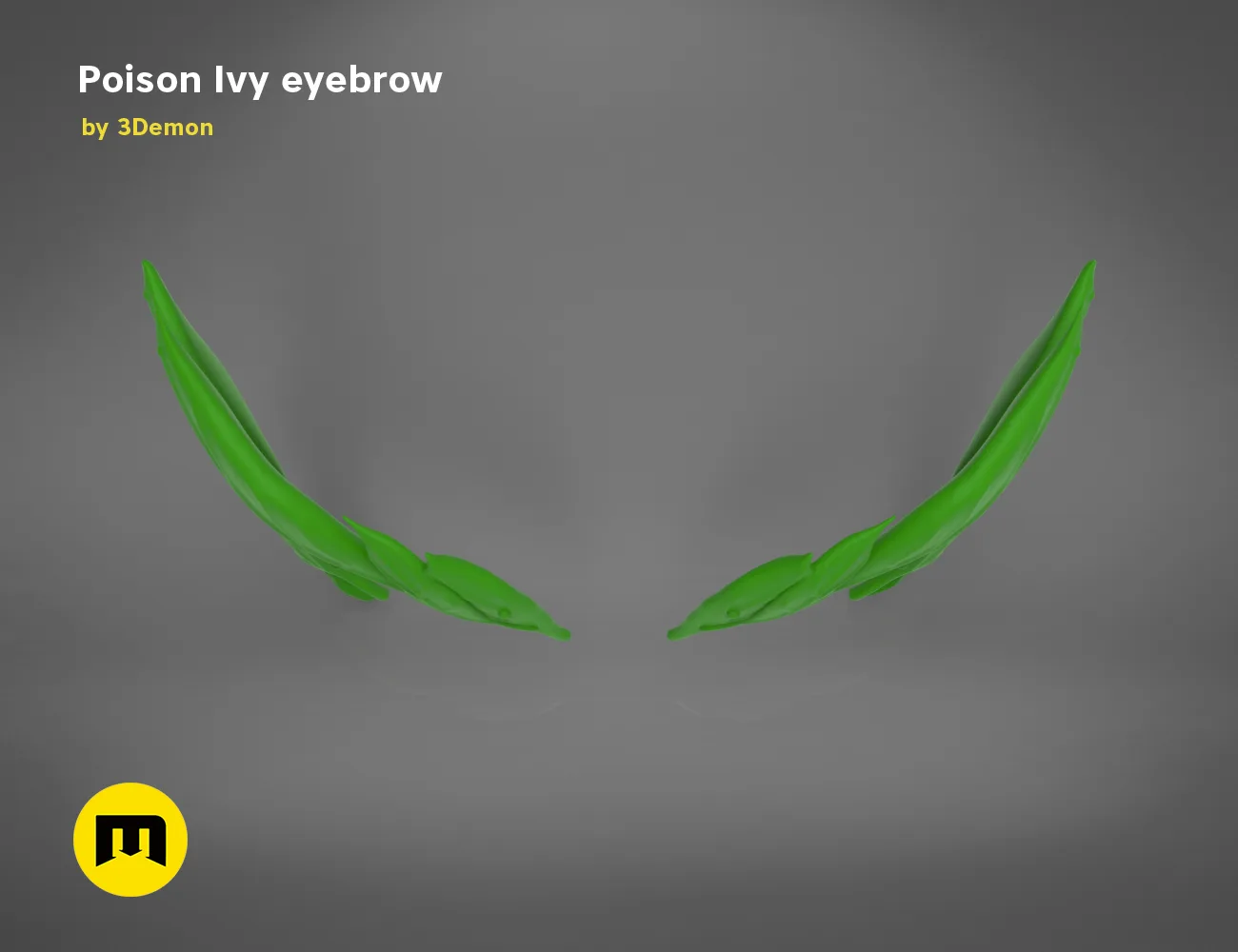 3D model render of Poison Ivy eyebrows, green leaf-shaped 3D print cosplay accessory