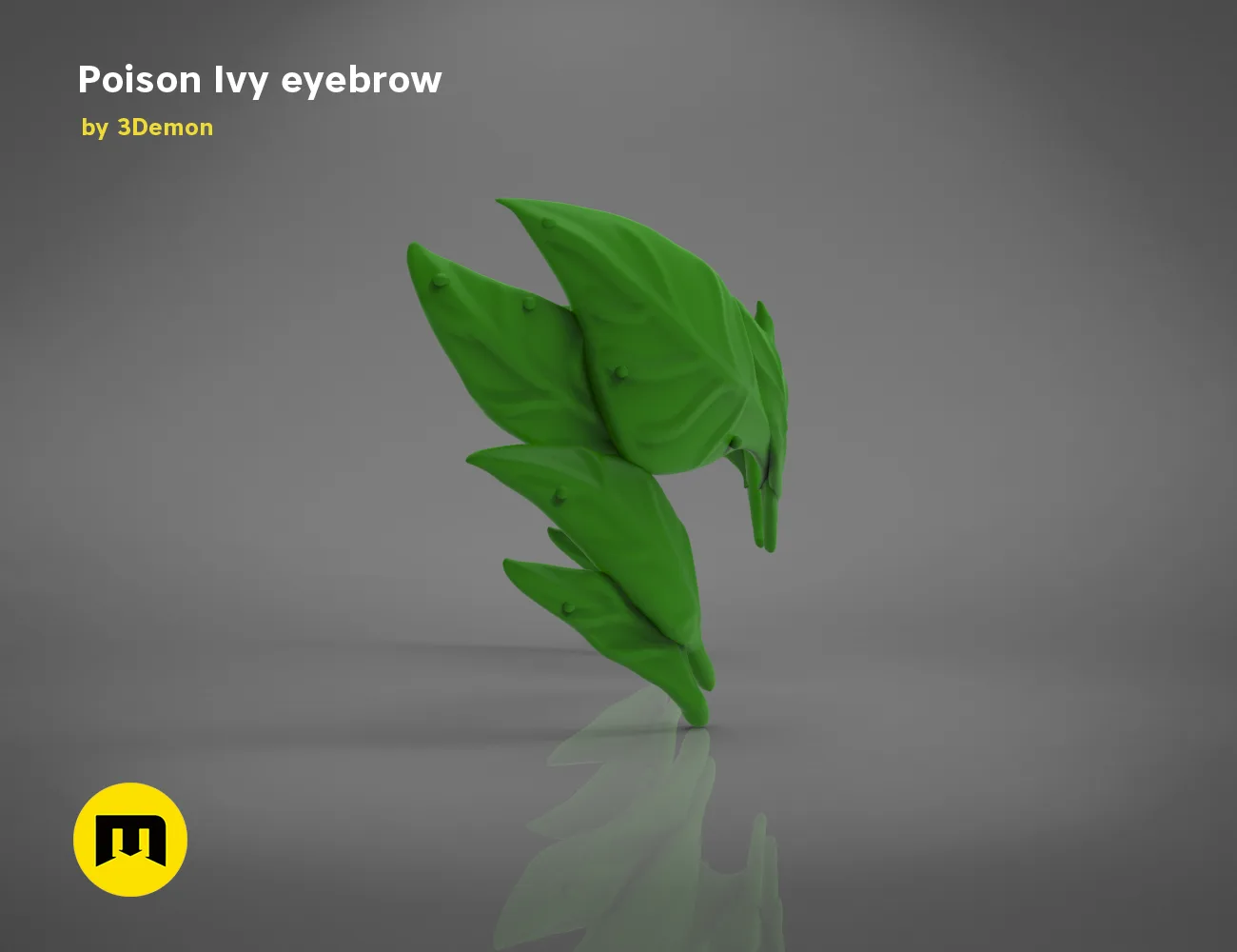 3D model render of Poison Ivy eyebrows, detailed leaf-shaped 3D print accessory