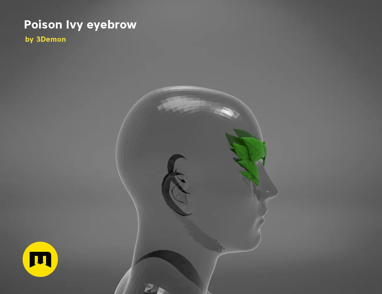 Poison Ivy eyebrows STL, green leaf eyebrow design, 3D print cosplay accessory