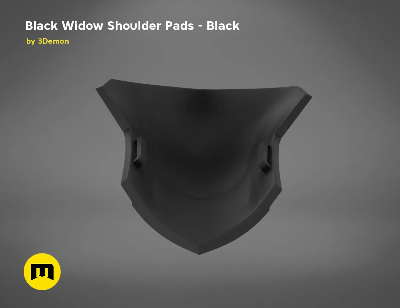 3D model render of Black Widow Shoulder Pads, sleek armor design, 3D print cosplay prop.