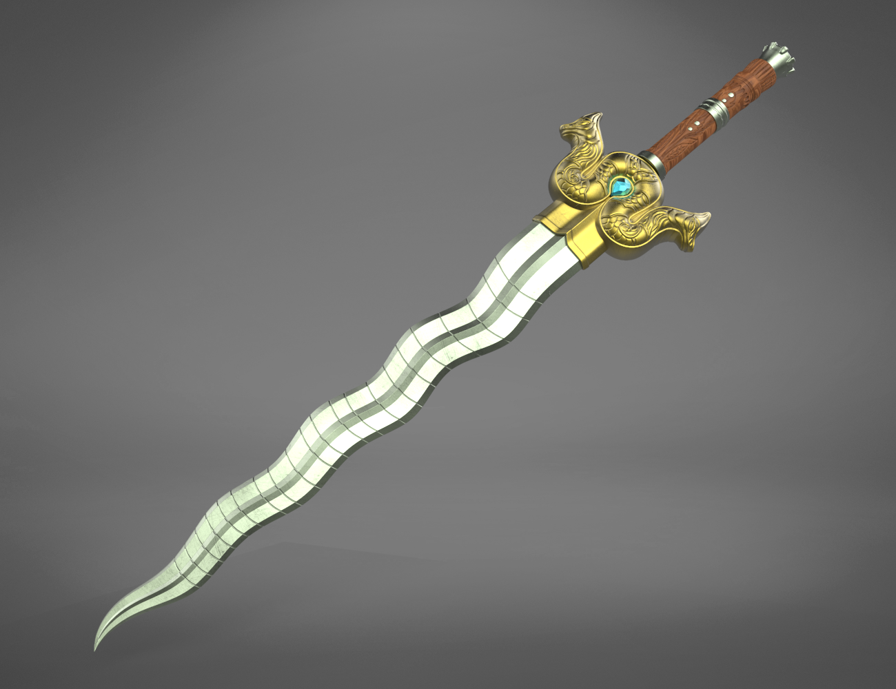 Handmade Fantasy Sword With Golden Dragon Handle - TrueKatana