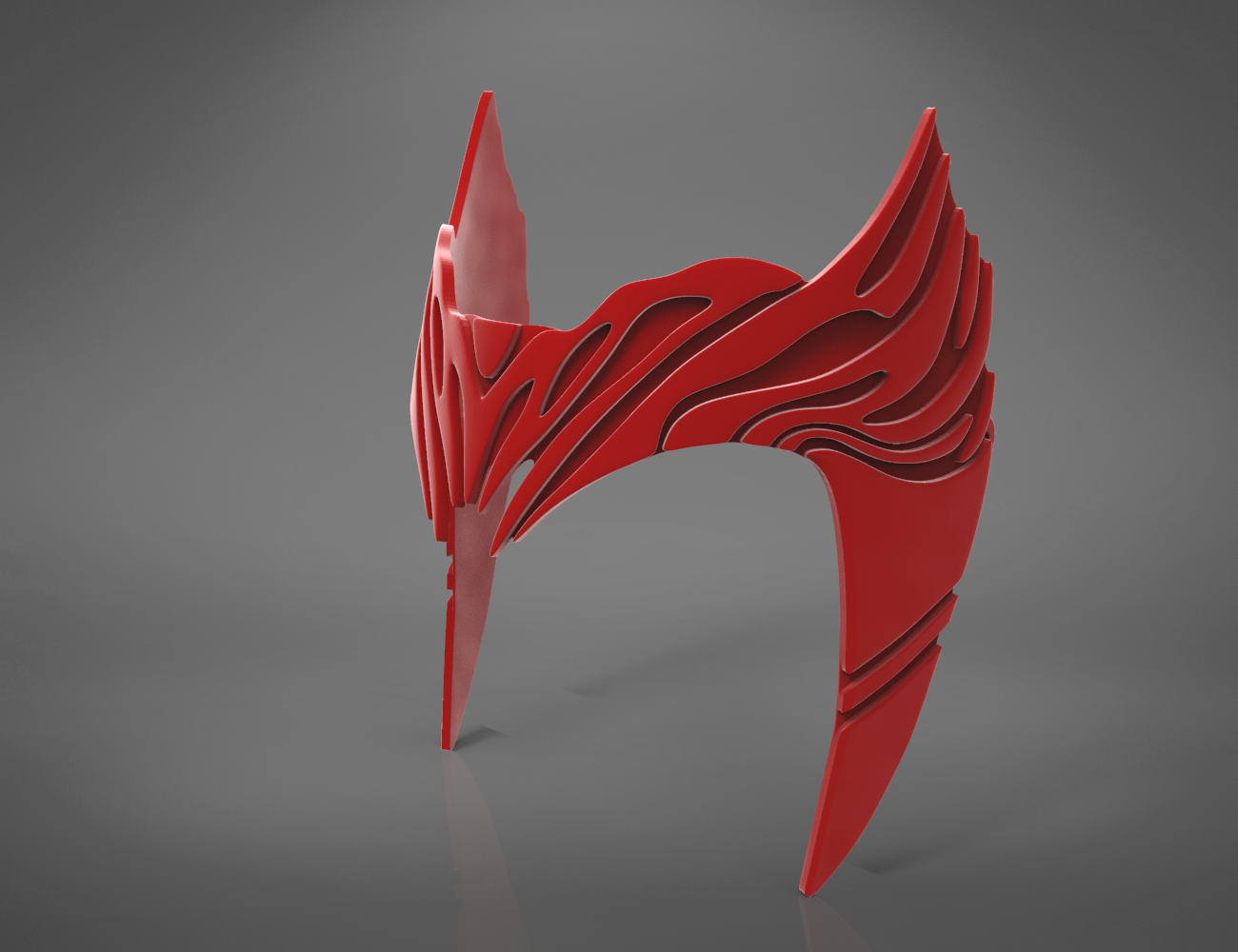 3D visualization of Scarlet Witch Headpiece, red cosmic energy 3D print cosplay accessory