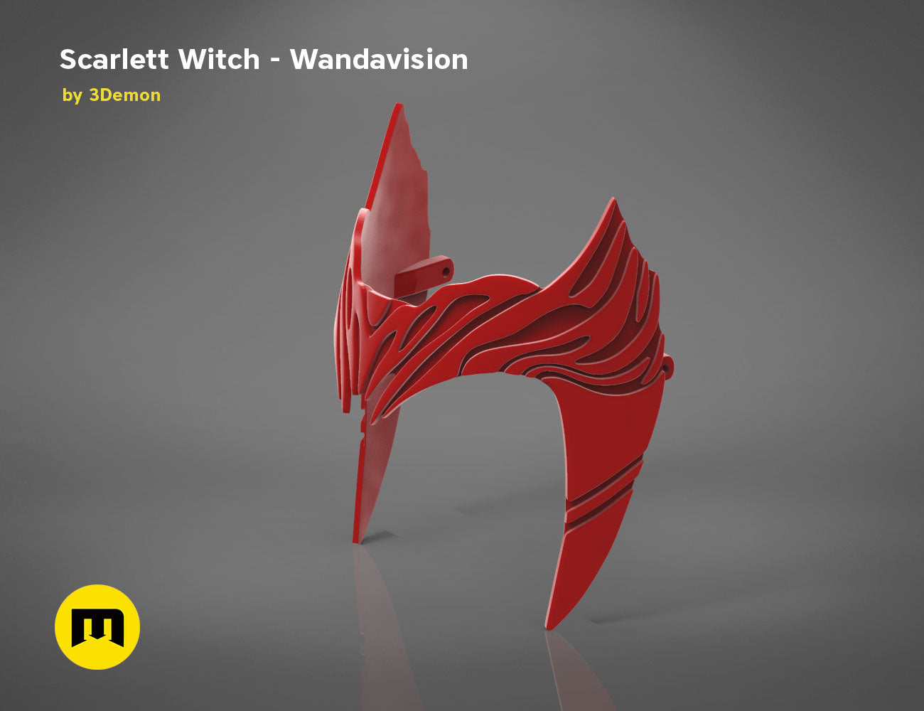 3D model render of Scarlet Witch Wandavision headpiece, red energy waves, Marvel cosplay accessory