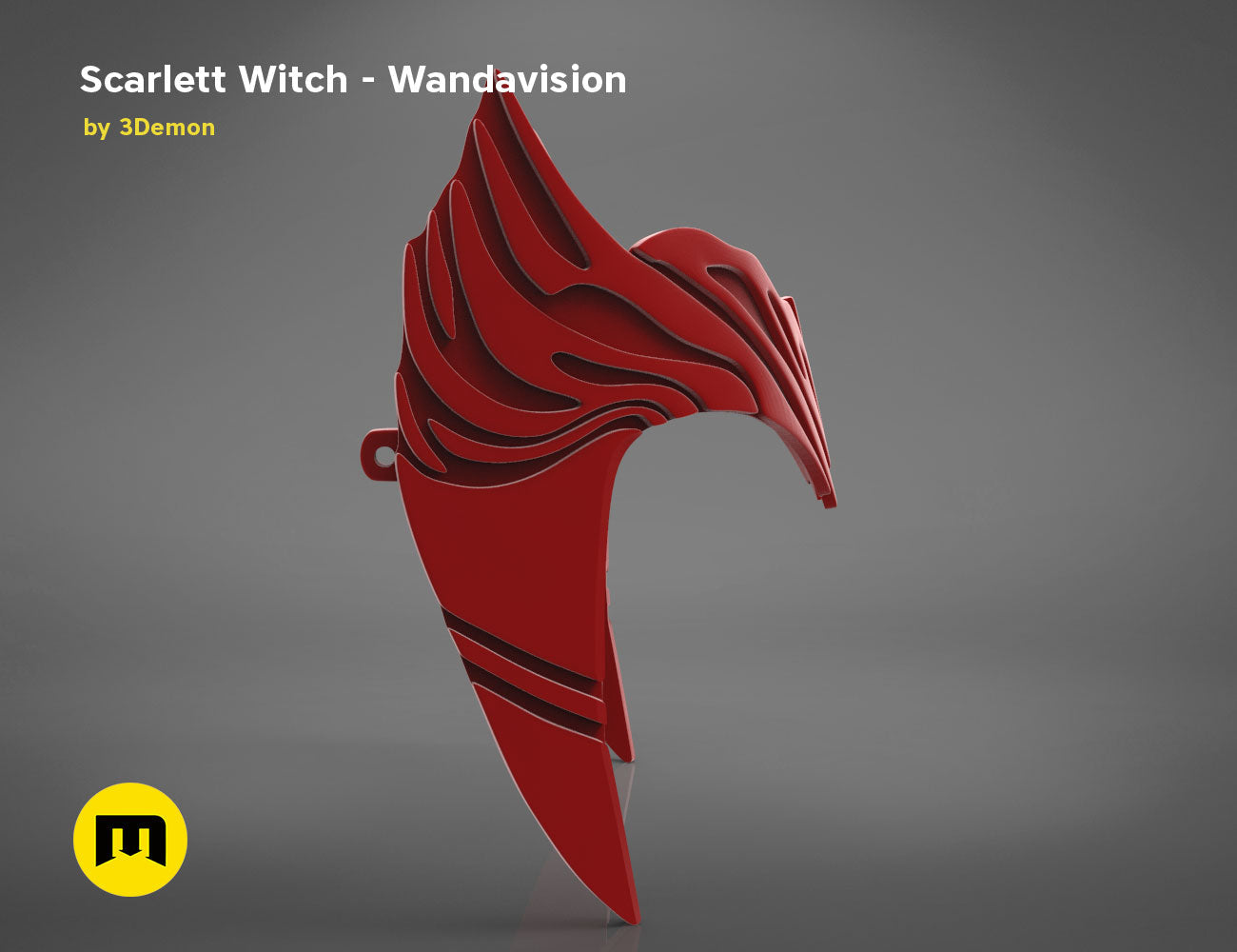 3D model render of Scarlet Witch Wandavision headpiece, red energy waves accessory, Marvel cosplay prop