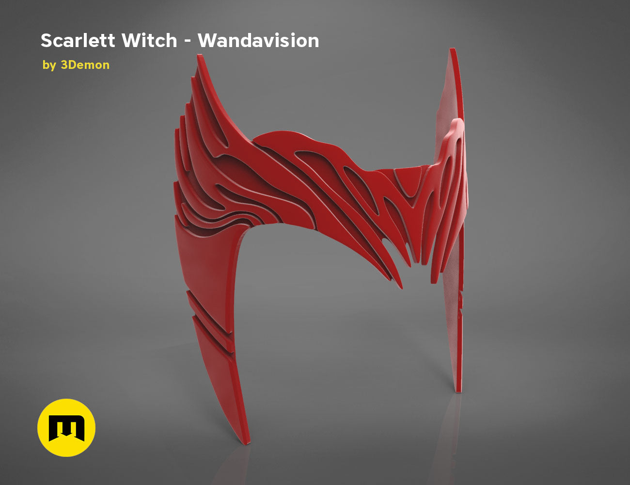 3D visualization of Scarlet Witch Headpiece, Wandavision-inspired 3D print cosplay accessory