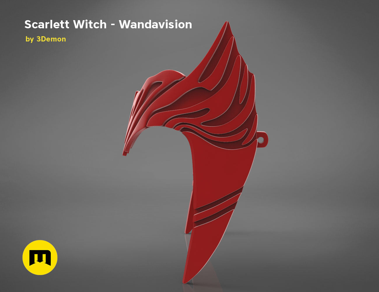 3D visualization of Scarlet Witch Wandavision headpiece, dynamic red energy waves, Marvel cosplay accessory